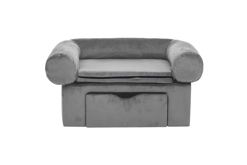 Hundesofa med skuff grå 75x50x38 cm plysj - Grå - Sport & fritid - Til dyrene - For hund - Hundemøbler - Hundekurv & hundeseng