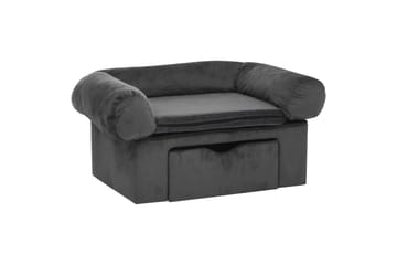 Hundesofa med skuff mørkegrå 75x50x38 cm plysj - Grå - Sport & fritid - Til dyrene - For hund - Hundemøbler - Hundekurv & hundeseng