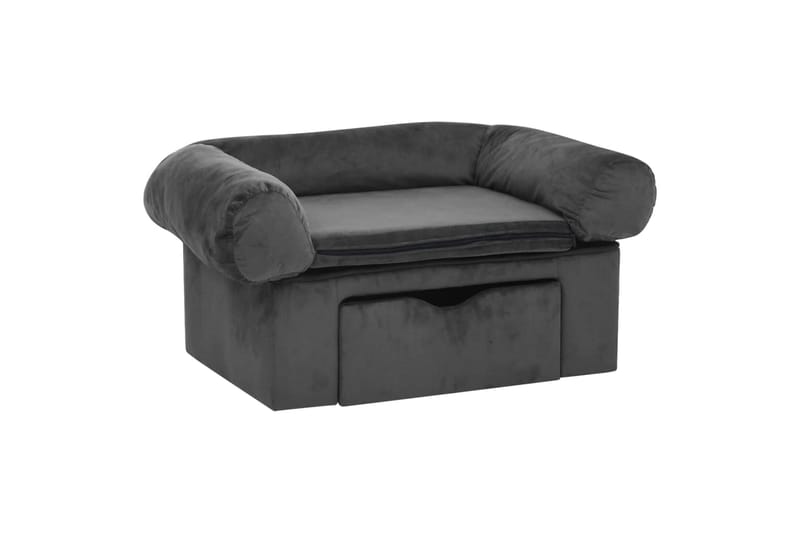 Hundesofa med skuff mørkegrå 75x50x38 cm plysj - Grå - Sport & fritid - Til dyrene - For hund - Hundemøbler - Hundekurv & hundeseng