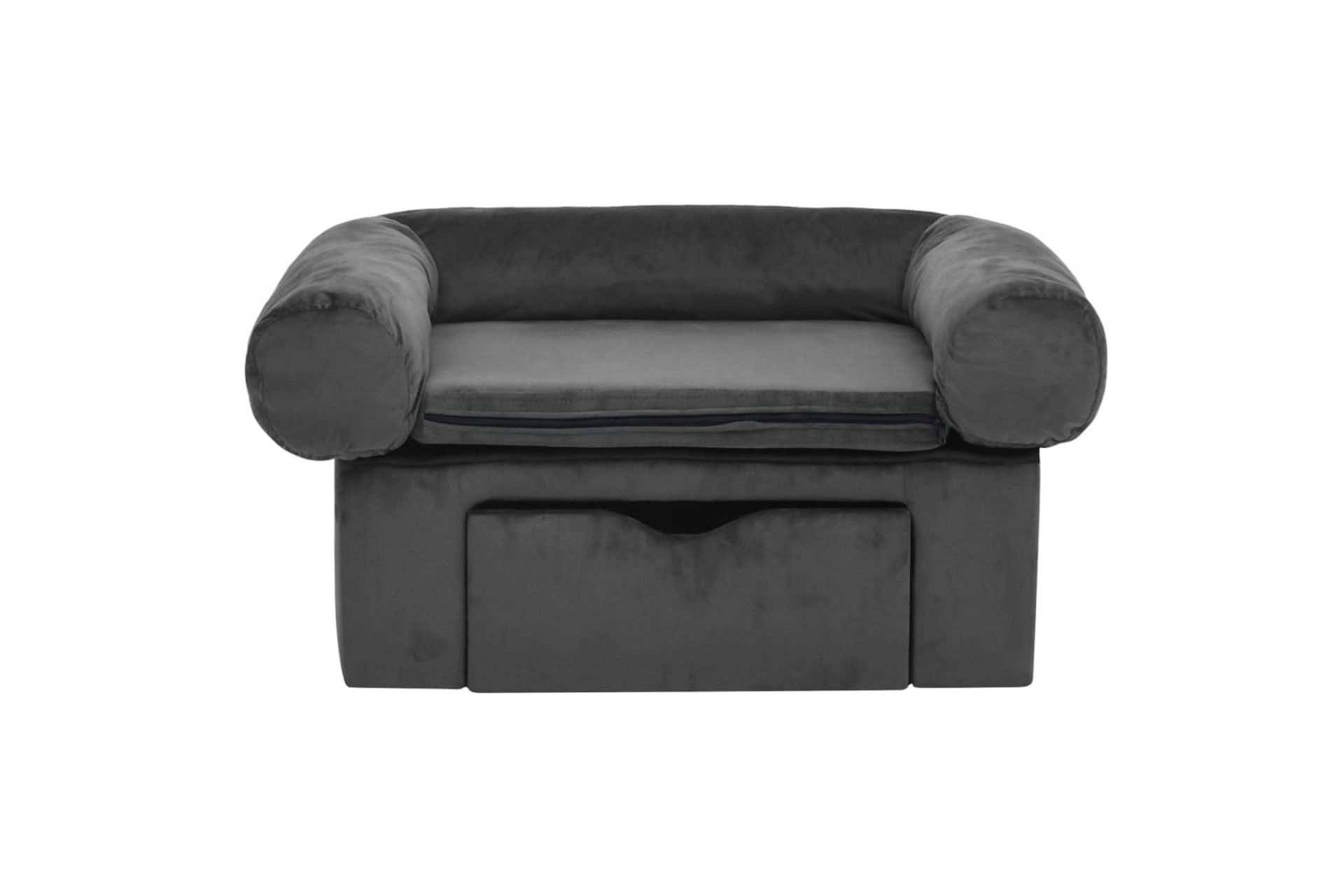 Hundesofa med skuff mørkegrå 75x50x38 cm plysj - Grå - Sport & fritid - Til dyrene - For hund - Hundemøbler - Hundekurv & hundeseng