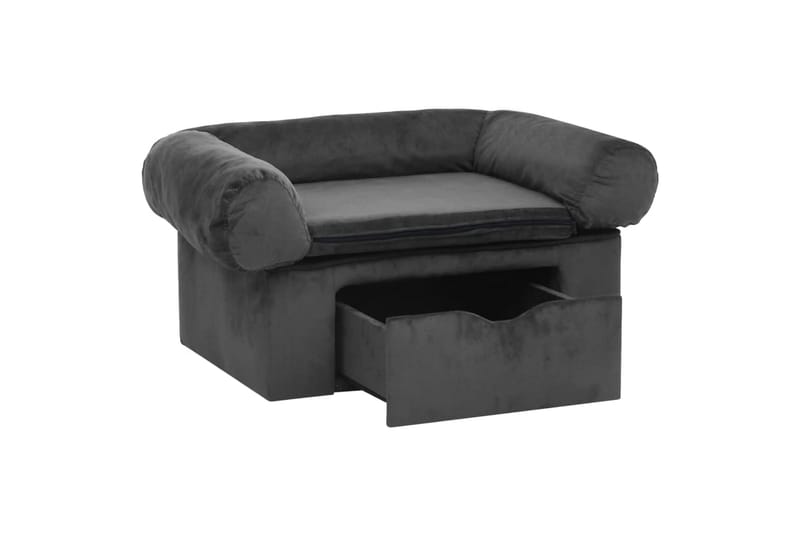 Hundesofa med skuff mørkegrå 75x50x38 cm plysj - Grå - Sport & fritid - Til dyrene - For hund - Hundemøbler - Hundekurv & hundeseng
