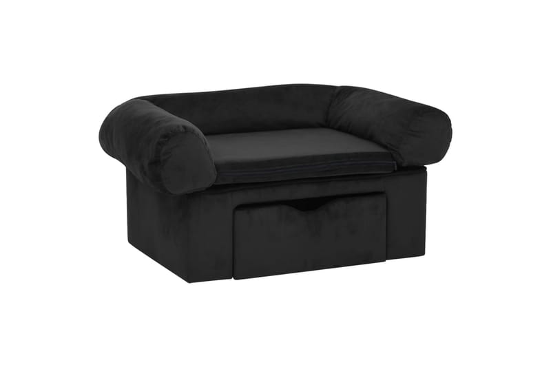 Hundesofa med skuff svart 75x50x38 cm plysj - Svart - Sport & fritid - Til dyrene - For hund - Hundemøbler - Hundekurv & hundeseng