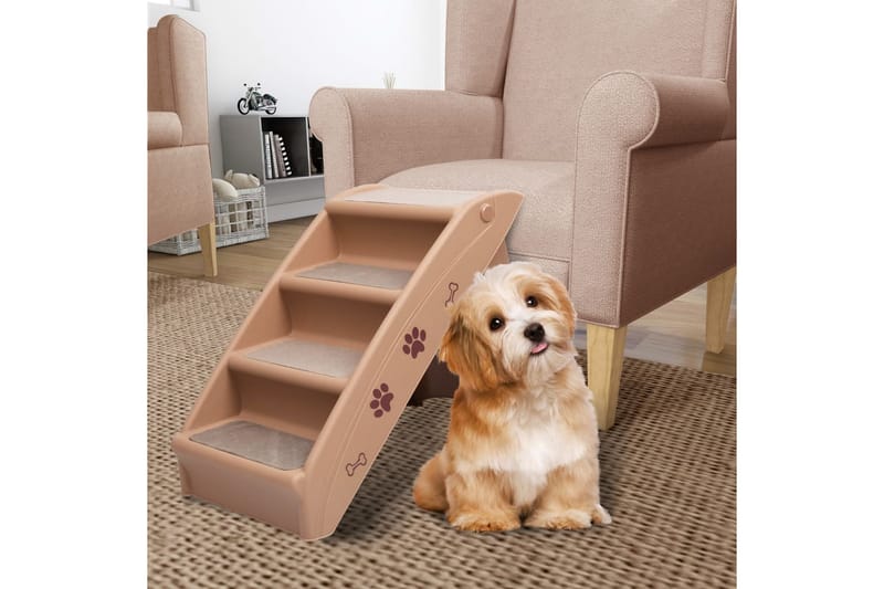 Hundetrapp sammenleggbar brun 62x40x49,5 cm - Brun - Hundetrapp - Hundemøbler