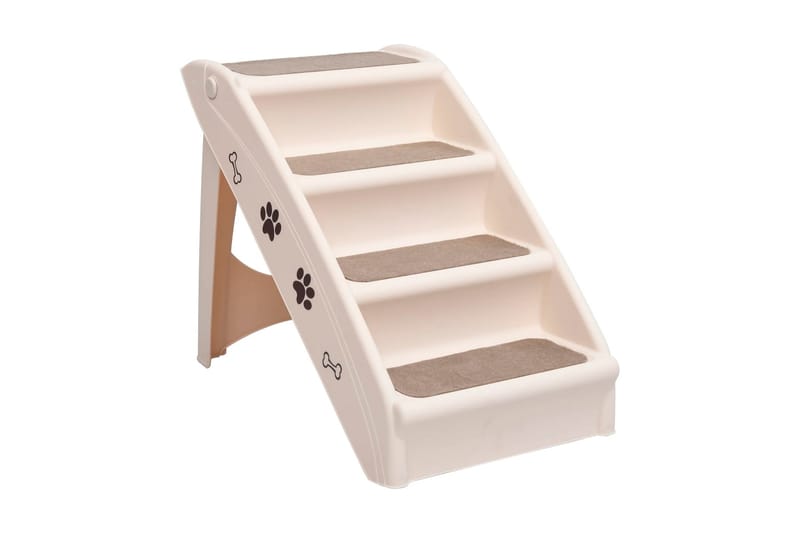 Hundetrapp sammenleggbar kremhvit 62x40x49,5 cm - Krem - Sport & fritid - Til dyrene - For hund - Hundemøbler - Hundetrapp