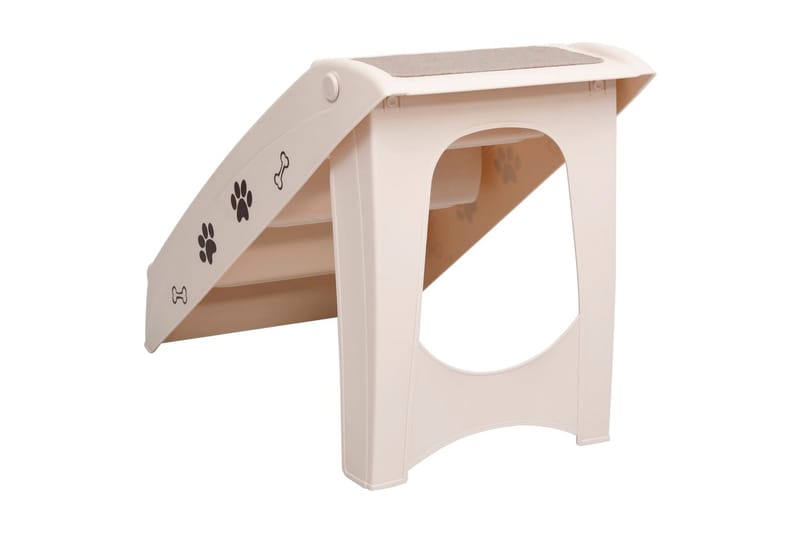 Hundetrapp sammenleggbar kremhvit 62x40x49,5 cm - Krem - Sport & fritid - Til dyrene - For hund - Hundemøbler - Hundetrapp