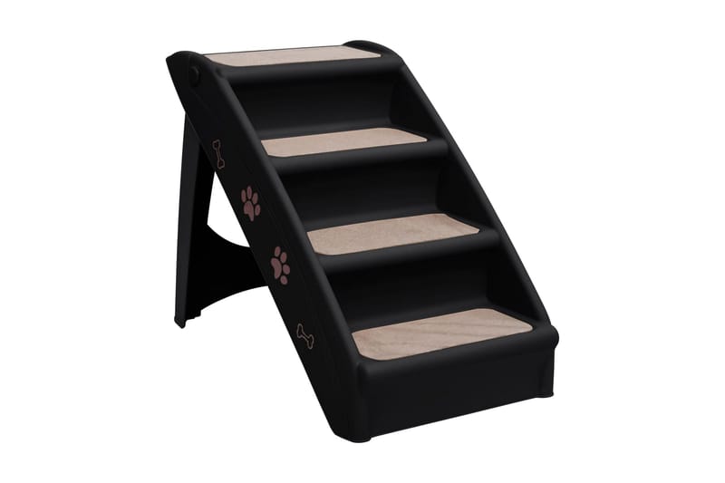 Hundetrapp sammenleggbar svart 62x40x49,5 cm - Svart - Sport & fritid - Til dyrene - For hund - Hundemøbler - Hundetrapp