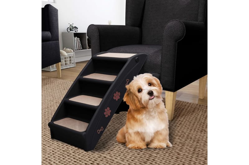 Hundetrapp sammenleggbar svart 62x40x49,5 cm - Svart - Hundetrapp - Hundemøbler