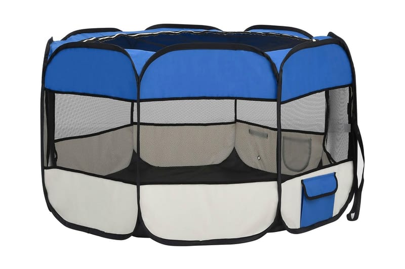 Sammenleggbar lekegrind for hunder bæreveske 110x110x58 cm - Blå - Sport & fritid - Til dyrene - For hund - Hundemøbler