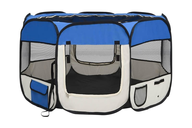 Sammenleggbar lekegrind for hunder bæreveske 110x110x58 cm - Blå - Sport & fritid - Til dyrene - For hund - Hundemøbler