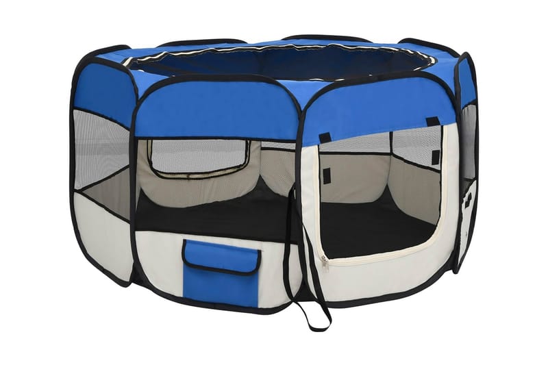 Sammenleggbar lekegrind for hunder bæreveske 110x110x58 cm - Blå - Sport & fritid - Til dyrene - For hund - Hundemøbler