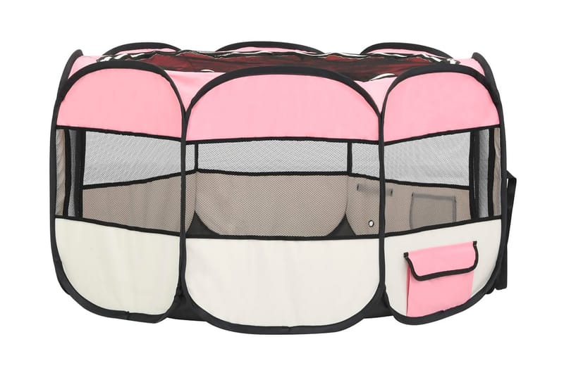 Sammenleggbar lekegrind for hunder bæreveske 110x110x58 cm - Rosa - Sport & fritid - Til dyrene - For hund - Hundemøbler