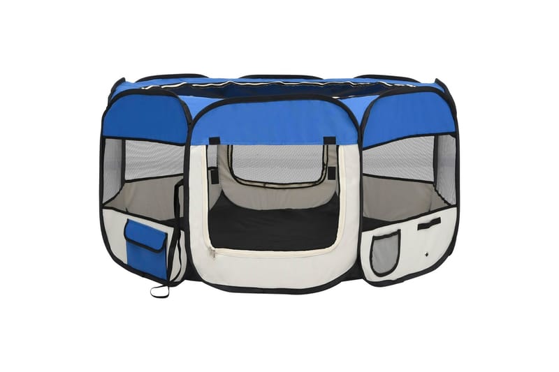 Sammenleggbar lekegrind for hunder bæreveske 125x125x61 cm - Blå - Sport & fritid - Til dyrene - For hund - Hundemøbler