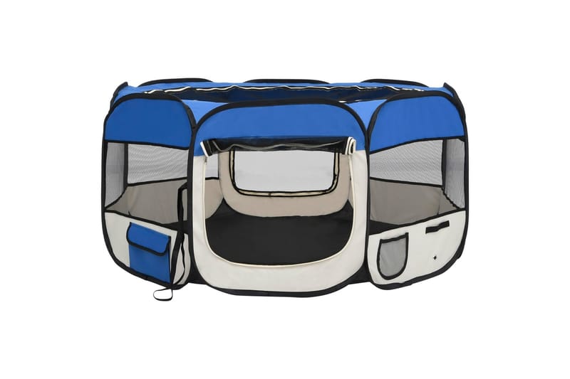 Sammenleggbar lekegrind for hunder bæreveske 125x125x61 cm - Blå - Sport & fritid - Til dyrene - For hund - Hundemøbler