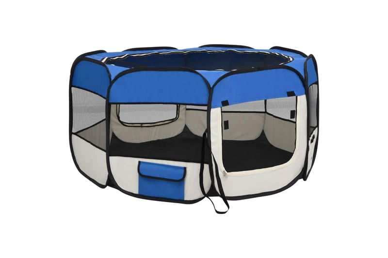 Sammenleggbar lekegrind for hunder bæreveske 125x125x61 cm - Blå - Sport & fritid - Til dyrene - For hund - Hundemøbler