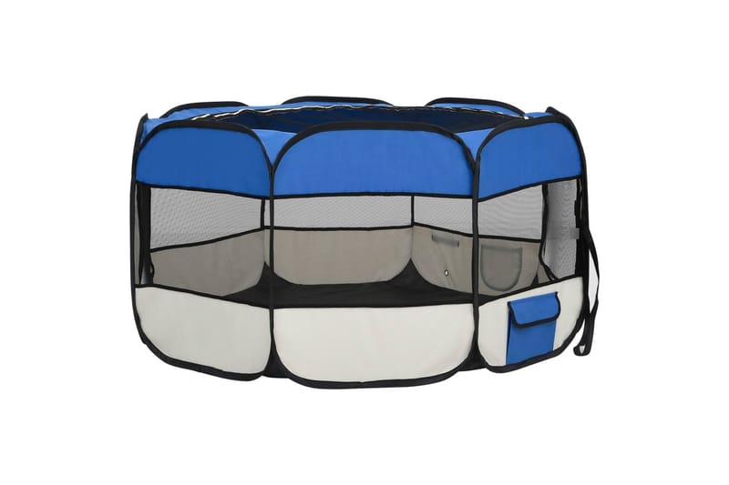 Sammenleggbar lekegrind for hunder bæreveske 125x125x61 cm - Blå - Sport & fritid - Til dyrene - For hund - Hundemøbler
