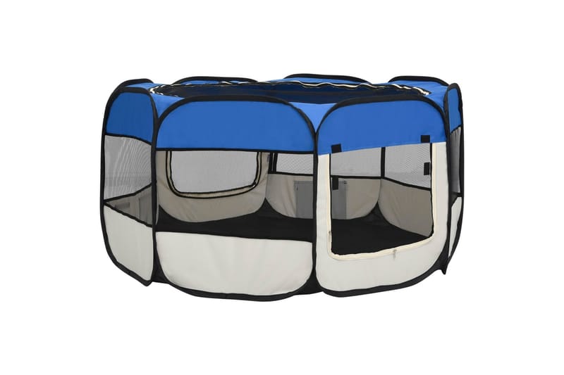 Sammenleggbar lekegrind for hunder bæreveske 125x125x61 cm - Blå - Sport & fritid - Til dyrene - For hund - Hundemøbler