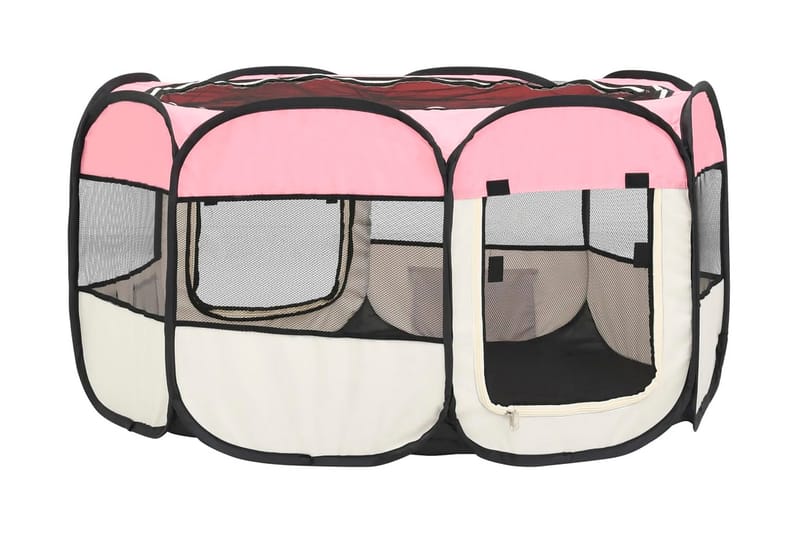 Sammenleggbar lekegrind for hunder bæreveske 125x125x61 cm - Rosa - Sport & fritid - Til dyrene - For hund - Hundemøbler