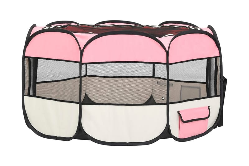 Sammenleggbar lekegrind for hunder bæreveske 125x125x61 cm - Rosa - Sport & fritid - Til dyrene - For hund - Hundemøbler