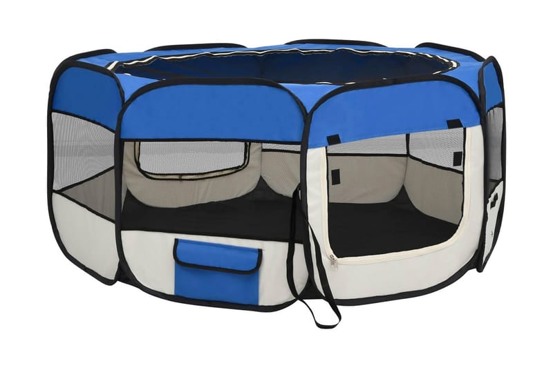 Sammenleggbar lekegrind for hunder bæreveske 145x145x61 cm - Blå - Sport & fritid - Til dyrene - For hund - Hundemøbler
