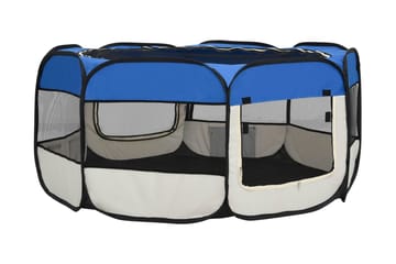 Sammenleggbar lekegrind for hunder bæreveske 145x145x61 cm - Blå - Sport & fritid - Til dyrene - For hund - Hundemøbler