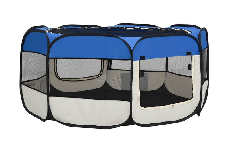 Sammenleggbar lekegrind for hunder bæreveske 145x145x61 cm - Blå - Sport & fritid - Til dyrene - For hund - Hundemøbler