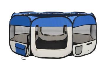 Sammenleggbar lekegrind for hunder bæreveske 145x145x61 cm - Blå - Sport & fritid - Til dyrene - For hund - Hundemøbler