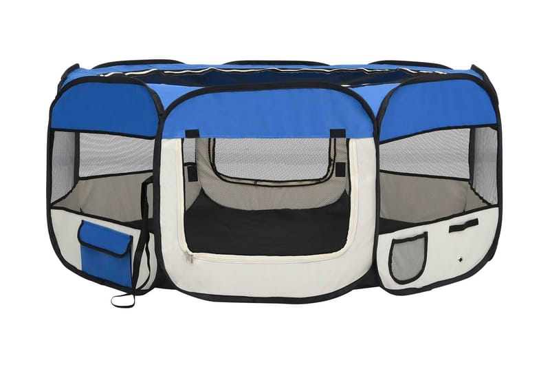 Sammenleggbar lekegrind for hunder bæreveske 145x145x61 cm - Blå - Sport & fritid - Til dyrene - For hund - Hundemøbler