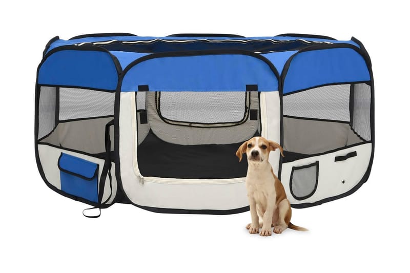 Sammenleggbar lekegrind for hunder bæreveske 145x145x61 cm - Blå - Sport & fritid - Til dyrene - For hund - Hundemøbler