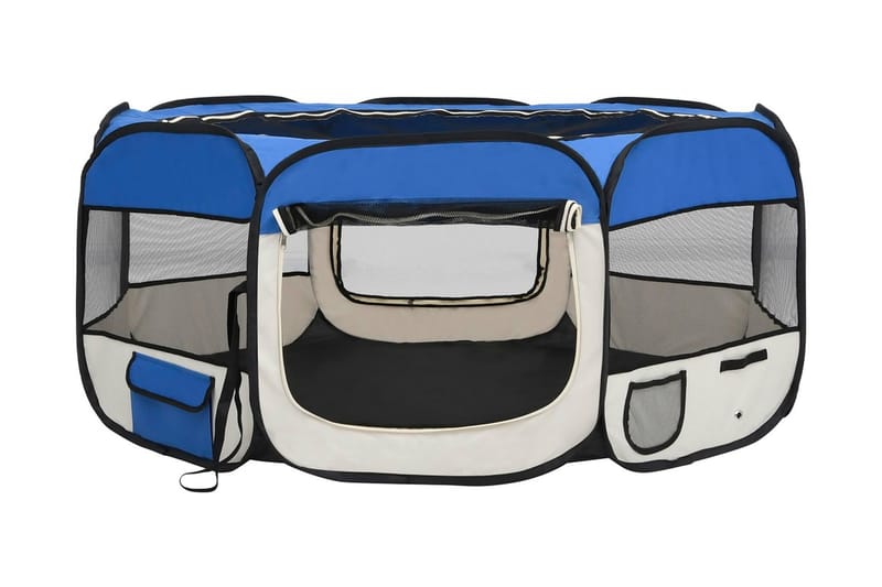 Sammenleggbar lekegrind for hunder bæreveske 145x145x61 cm - Blå - Sport & fritid - Til dyrene - For hund - Hundemøbler