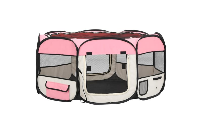 Sammenleggbar lekegrind for hunder bæreveske 145x145x61 cm - Rosa - Sport & fritid - Til dyrene - For hund - Hundemøbler