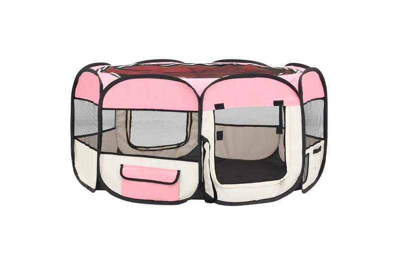 Sammenleggbar lekegrind for hunder bæreveske 145x145x61 cm - Rosa - Sport & fritid - Til dyrene - For hund - Hundemøbler