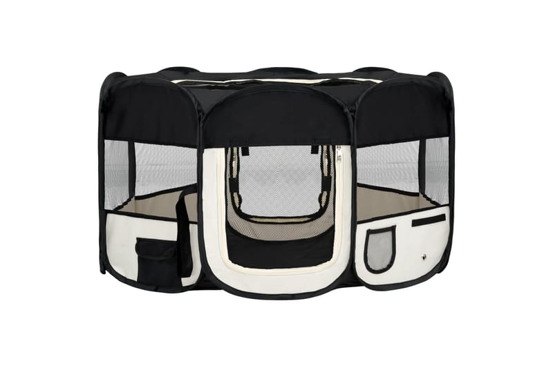 Sammenleggbar lekegrind for hunder bæreveske 145x145x61cm - Svart - Sport & fritid - Til dyrene - For hund - Hundemøbler