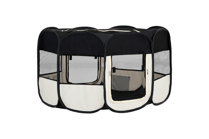 Sammenleggbar lekegrind for hunder bæreveske 145x145x61cm - Svart - Sport & fritid - Til dyrene - For hund - Hundemøbler