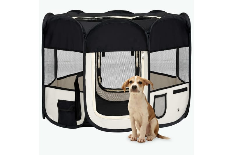 Sammenleggbar lekegrind for hunder bæreveske 90x90x58 cm - Svart - Sport & fritid - Til dyrene - For hund - Hundemøbler