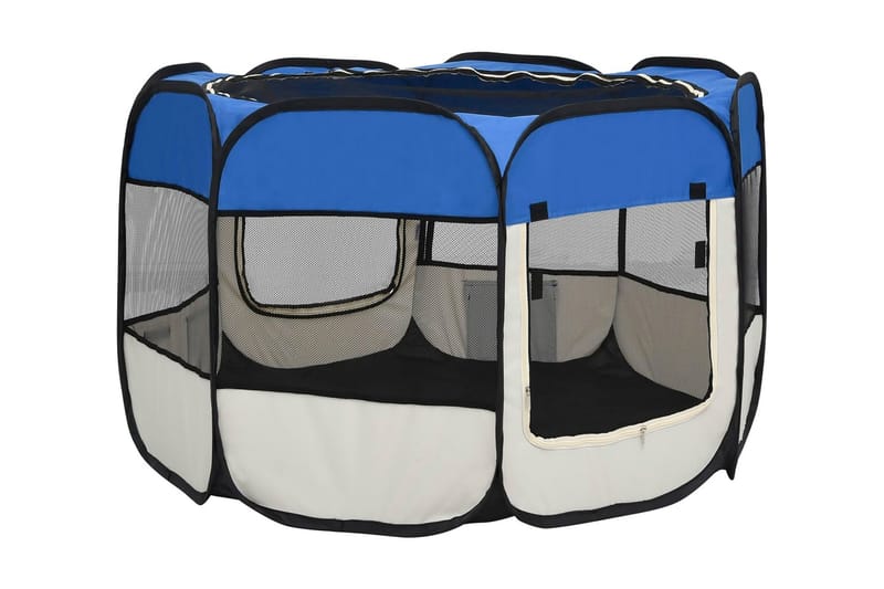 Sammenleggbar lekegrind for hunder bæreveske blå 90x90x58 cm - Blå - Sport & fritid - Til dyrene - For hund - Hundemøbler