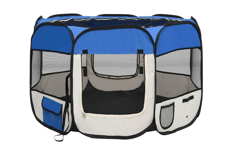 Sammenleggbar lekegrind for hunder bæreveske blå 90x90x58 cm - Blå - Sport & fritid - Til dyrene - For hund - Hundemøbler