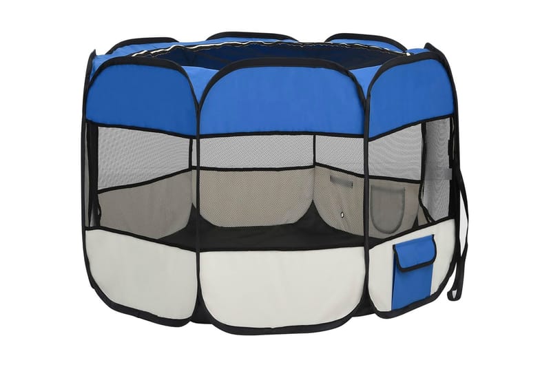 Sammenleggbar lekegrind for hunder bæreveske blå 90x90x58 cm - Blå - Sport & fritid - Til dyrene - For hund - Hundemøbler
