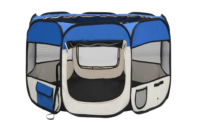 Sammenleggbar lekegrind for hunder bæreveske blå 90x90x58 cm - Blå - Sport & fritid - Til dyrene - For hund - Hundemøbler