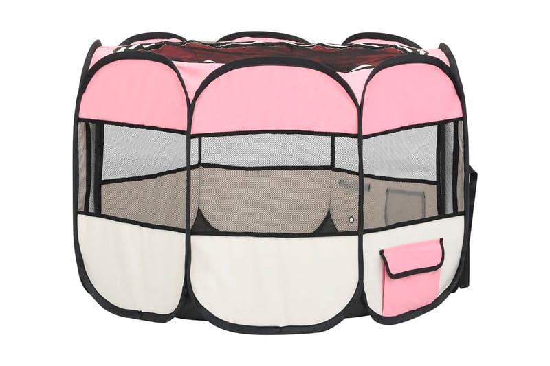Sammenleggbar lekegrind for hunder bæreveske rosa 90x90x58cm - Rosa - Sport & fritid - Til dyrene - For hund - Hundemøbler