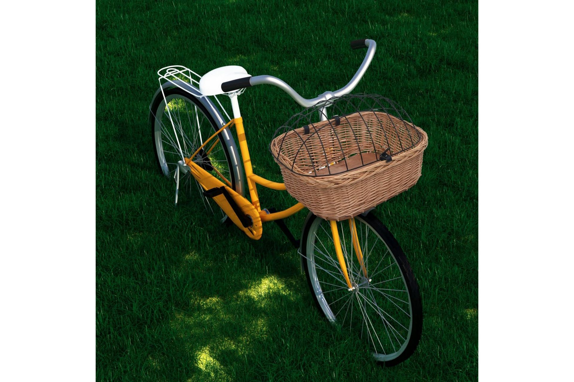Sykkelkurv med lokk front 50x45x35 cm naturlig seljetre - Brun - Sport & fritid - Til dyrene - For hund - Hundemøbler