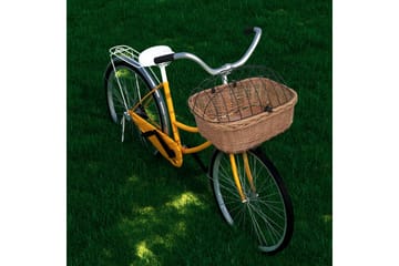 Sykkelkurv med lokk front 50x45x35 cm naturlig seljetre - Brun - Sport & fritid - Til dyrene - For hund - Hundemøbler