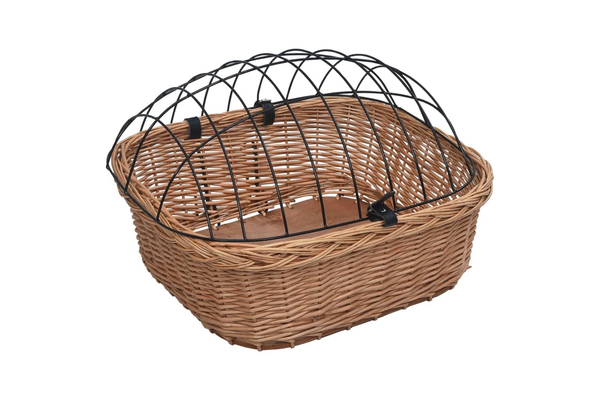 Sykkelkurv med lokk front 50x45x35 cm naturlig seljetre - Brun - Sport & fritid - Til dyrene - For hund - Hundemøbler