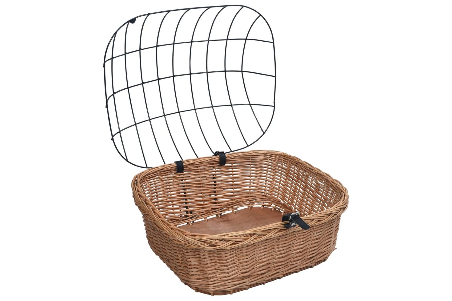 Sykkelkurv med lokk front 50x45x35 cm naturlig seljetre - Brun - Sport & fritid - Til dyrene - For hund - Hundemøbler