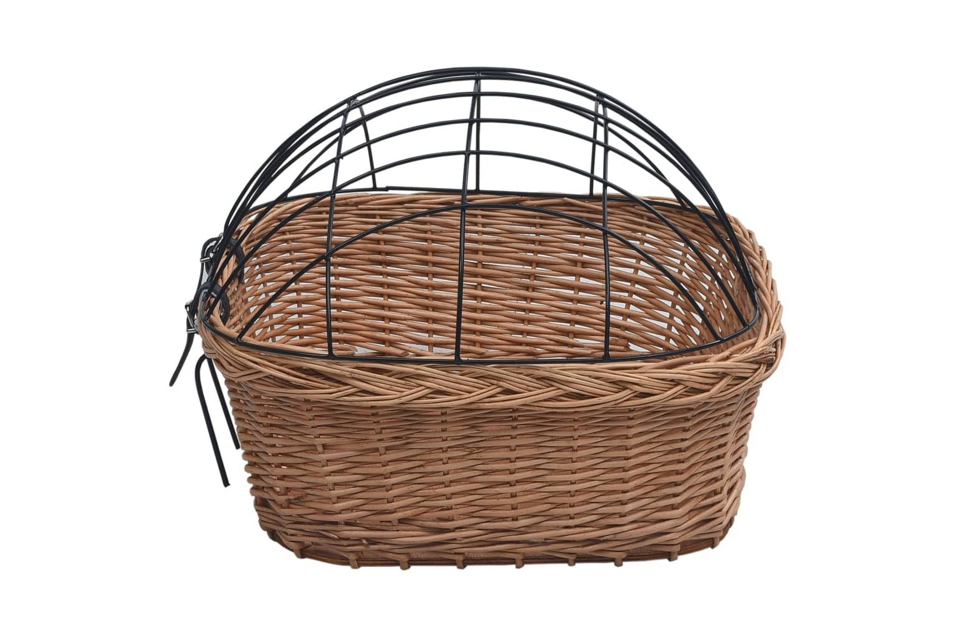 Sykkelkurv med lokk front 50x45x35 cm naturlig seljetre - Brun - Sport & fritid - Til dyrene - For hund - Hundemøbler