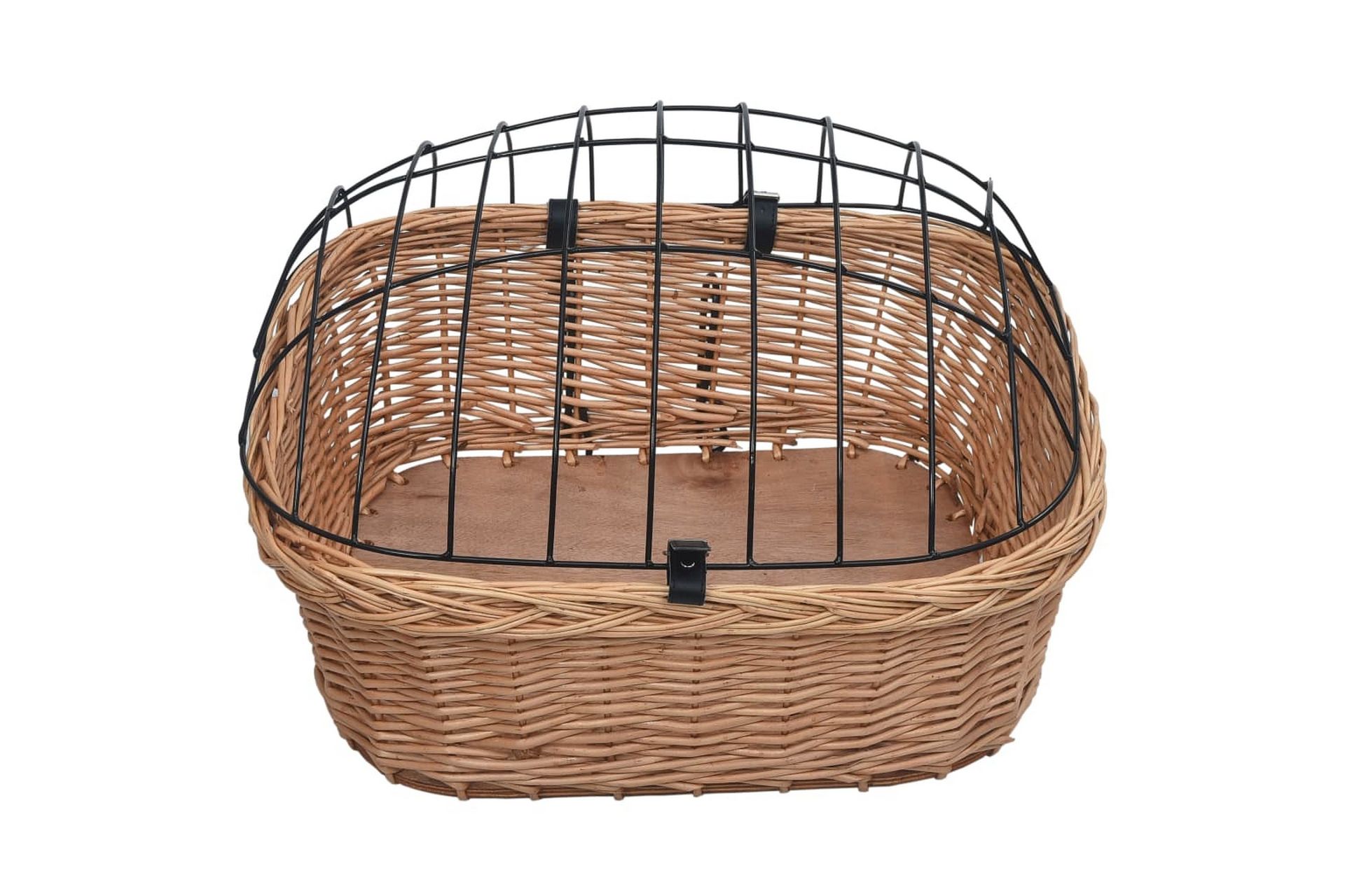 Sykkelkurv med lokk front 50x45x35 cm naturlig seljetre - Brun - Sport & fritid - Til dyrene - For hund - Hundemøbler