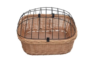 Sykkelkurv med lokk front 50x45x35 cm naturlig seljetre - Brun - Sport & fritid - Til dyrene - For hund - Hundemøbler