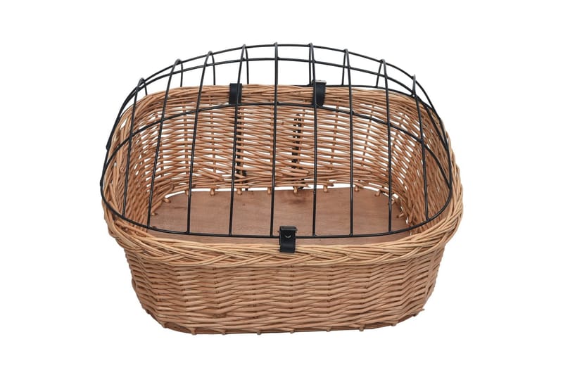 Sykkelkurv med lokk front 50x45x35 cm naturlig seljetre - Brun - Sport & fritid - Til dyrene - For hund - Hundemøbler