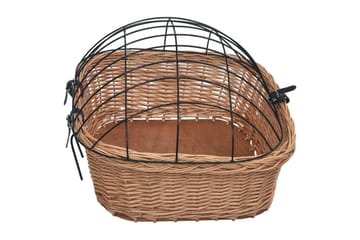 Sykkelkurv med lokk front 50x45x35 cm naturlig seljetre - Brun - Sport & fritid - Til dyrene - For hund - Hundemøbler
