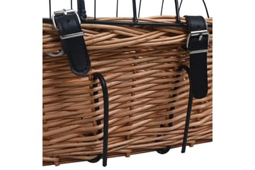 Sykkelkurv med lokk front 50x45x35 cm naturlig seljetre - Brun - Sport & fritid - Til dyrene - For hund - Hundemøbler
