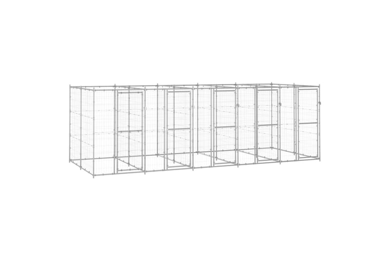 Utendørs hundegård 12,1 m² galvanisert stål - Silver - Sport & fritid - Til dyrene - For hund - Hundemøbler